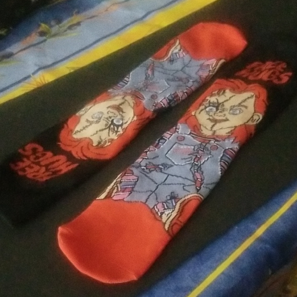 Chucky Horror Character Socks - Black, Red and Blue